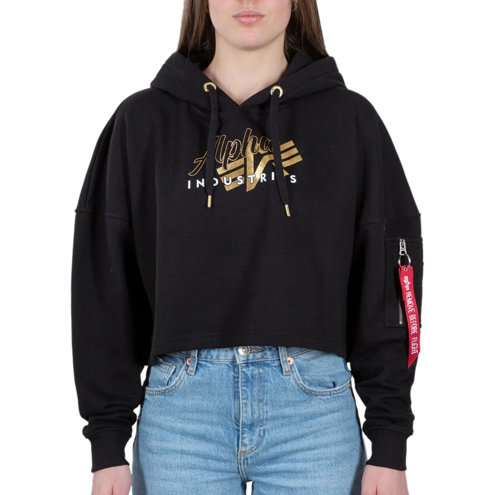 Alpha Industries Damen Kapuzenpullover Gold Logo COS