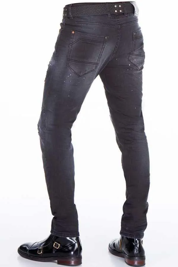 CD388 Herren bequeme Jeans mit Destroyed-Effekten