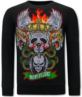 Herren Sweater Skull Head - 3662 - Schwarz