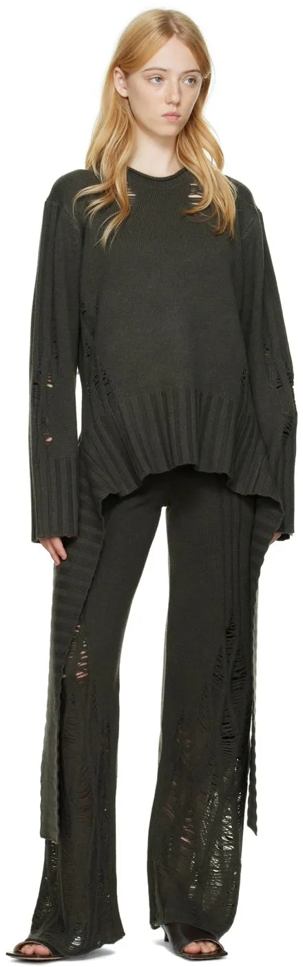 Hose Dion Lee Distressed Cashmere Peplum Sweater C7086P22