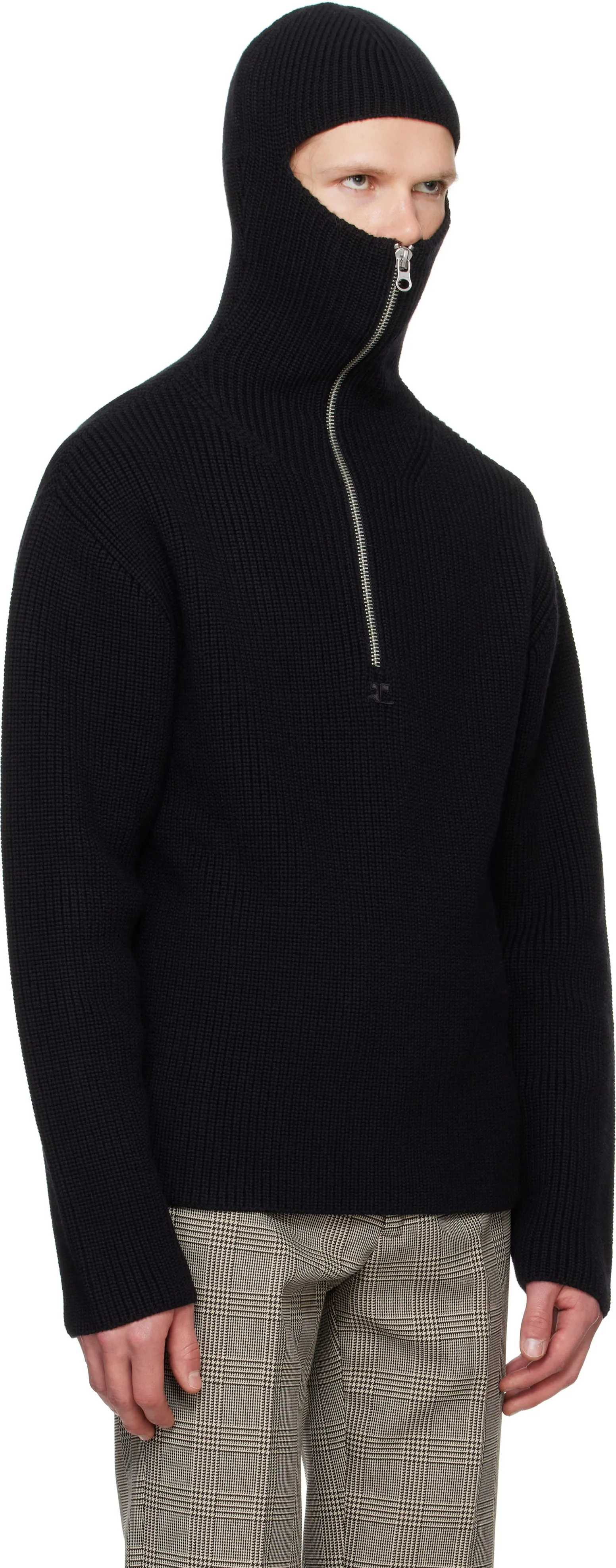 Pullover Courrèges Ribbed Wool Half-Zip Sweater 324MPU182FI0036