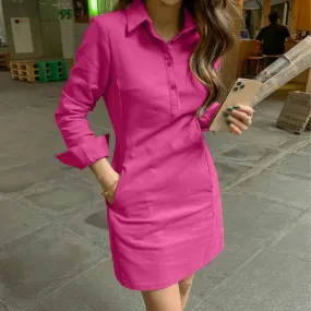 Sabine Casual Kleid | Trendiges Business-Kleid mit langen Ärmeln und Kragen für Damen